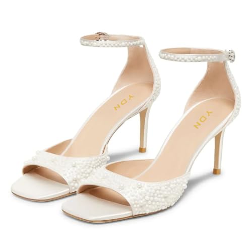 YDN Women Fashion Summer High Heel Sandals Open Square Toe Buckled Straps Stilettos Shoes Party Shopping Daily Size 4-16 US