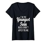 Photo Gallery donna twins shirts birthday funny fratelli youngest twin maglietta con collo a v Photo Gallery donna twins shirts birthday funny fratelli youngest twin maglietta con collo a v