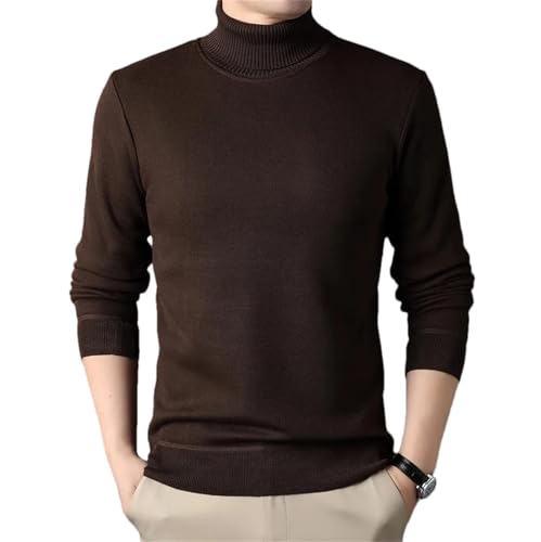 Men's Winter Turtlenecks Sweaters - Knitwear Pullovers Solid Color Long Sleeved Fleece Male Casual Daily Sweaters