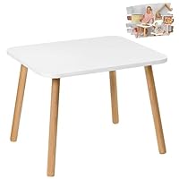 PlayPals Furniture Kindertisch, Kinder Tisch weiß, Holztisch für Kinderzimmer 50 x 70 x 46 cm, Geschenk für Kinder im Alter von 2,3,4,5,6,7 Jahren, Selbstbaumöbel - Tisch für Kinder