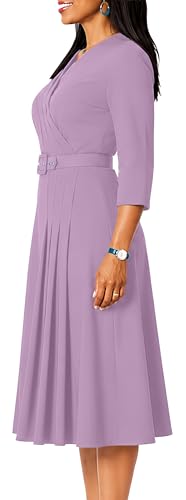 Image of ZVO Business Work Dress for Women Elegan Church V-Neck A Line Midi Dresses