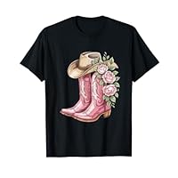 cowboy boot western country cowgirl flowers girl pink woman T-Shirt