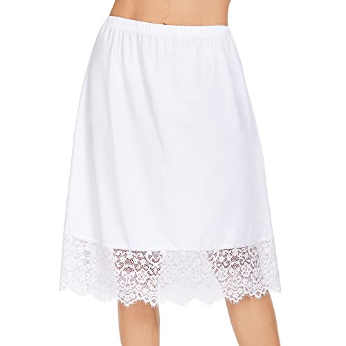 Image of MANCYFIT Half Slips for Women Underskirt Dress Extender Lace Trim Knee Length Midi Skirt