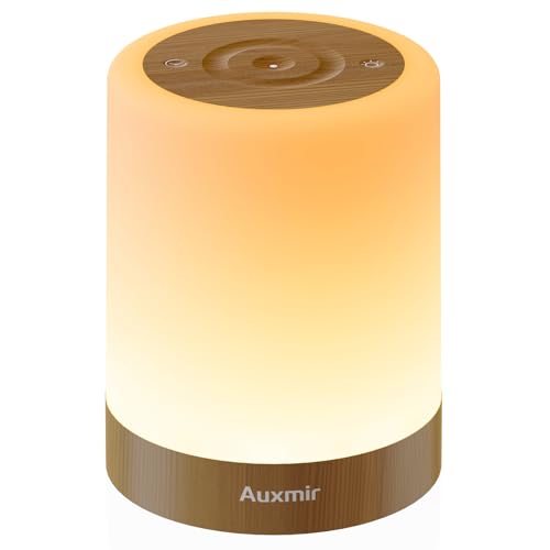 Image of Auxmir Nursery Night Light for Baby, Rechargeable Touch Lamp for Breastfeeding & Diaper Changes, 256 RGB Colors 5 Brightness Levels, Timer, Portable Bedside Night Light for Kids Bedroom, Dark Brown