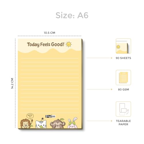 Image of PAPBOO Easy to carry Cute A6 Size Tear-off Notepads,90 Sheets,100 GSM, Gift(Feel Good)