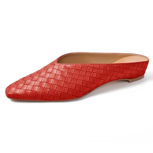 Image of Woven Mules for Women Slip on Comfortabke Metallic Slides Ladies Trendy Square Toe Hidden Wedge Mules