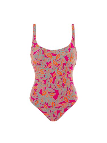 Simone Perele - Maillot de Bain 1 Pièce avec Armatures Cachées - Maillot de Bain Femme Confortable et Élégant - Idéal Grande Taille et Poitrine Généreuse - Imprimé Rose Ménara