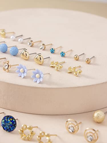 Image of Shining Diva Fashion 30 Pairs Combo Set Stylish Crystal Pearl Earrings for Women and Girls