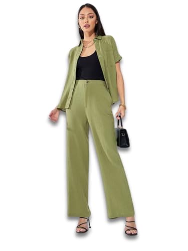Image of Styli Women Regular Fit Roll-Up Sleeve Textured Button-Down Shirt | Stylish Casual Shirt for Women | Comfortable Office Wear & Everyday Western Tops