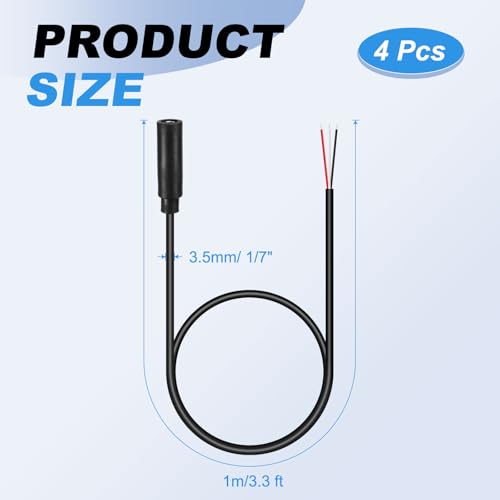 PATIKIL Cable AUX 3.3FT Jack 3.5mm Hembra a Cable Abierto 4 Pcs miniatura 2