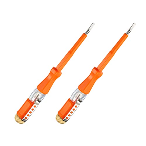 Image of YOKIVE 2 Pcs Voltage Circuit Tester, 3mm Slotted Screwdriver, Great for Office, Art, Home, Daily Use (AC 100-500V, Orange)