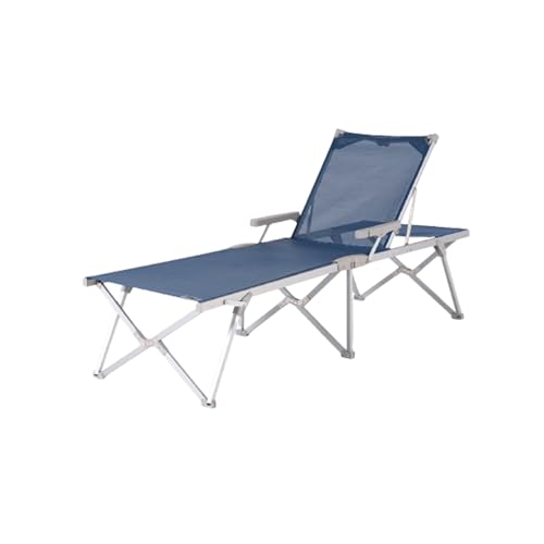 Foldzen Katlanabilir Şezlong, 5 Kademe Ayarlı, UV Korumalı Kumaş, Hafif ve Taşınabilir, 120 Kg Taşıma Kapasiteli, Alüminyum Gövdeli Plaj-Bahçe-Havuz Şezlongu (Neon Yeşil/Lacivert) (Lacivert)