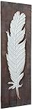 Creative Co-Op Wood Wall Décor with Distressed Metal Feather
