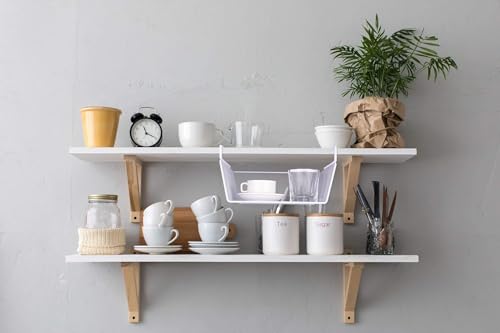 Image of Styleys Under Shelf Baskets - Mesh Wire Rack Shelf Organizer Hanging Baskets for Office Kitchen Pantry Organization and Storage (12-inch, White), 1 Pieces - S11036A
