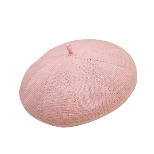 Béret chapeau pour femmes en coton tricoté, chapeau de soleil rose style peintre