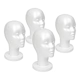 STUDIO LIMITED Styrofoam Mannequin Head, White Foam Wig Head Display (4 PACK)