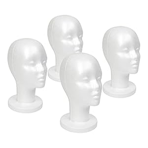 STUDIO LIMITED Styrofoam Mannequin Head, White Foam Wig Head Display (4 PACK)