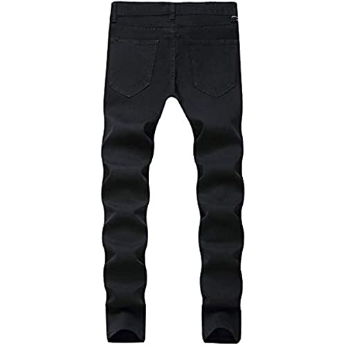 Men's Stretch Denim Jeans - Ripped and Distressed with Slim Moto Biker Fit and Tapered Leg Pants in an Edgy Style3