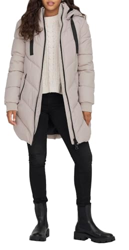 JDY Damen Steppjacke JDYSkylar Padded gesteppter Kurzmantel mit Kapuze 15207784 Chateau Gray/Black S