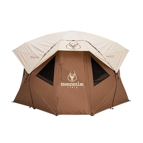 Gazelle Tents™ Backcountry T5 All-Season Hub Tent – Quick 90-Second Setup, Heavy-Duty 300D Ripstop Fabric, HVAC Port, 4-Season Shelter for Overlanding, Camping, and Basecamp Adventures, GBC50WN
