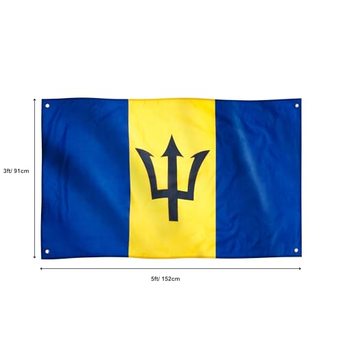 Runesol Barbados Flag, 91x152cm, 3ft x 5ft, 4 Grommets, Eyelet In Every Corner, Barbadian flag, The Broken Trident - Image 2