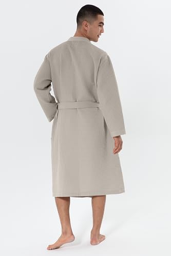 Image of SEYANTE Turkish Cotton Waffle Robe for Men - Organic GOTS Certified Spa Bathrobe, Lightweight Kimono, Soft Cotton Bathrobe