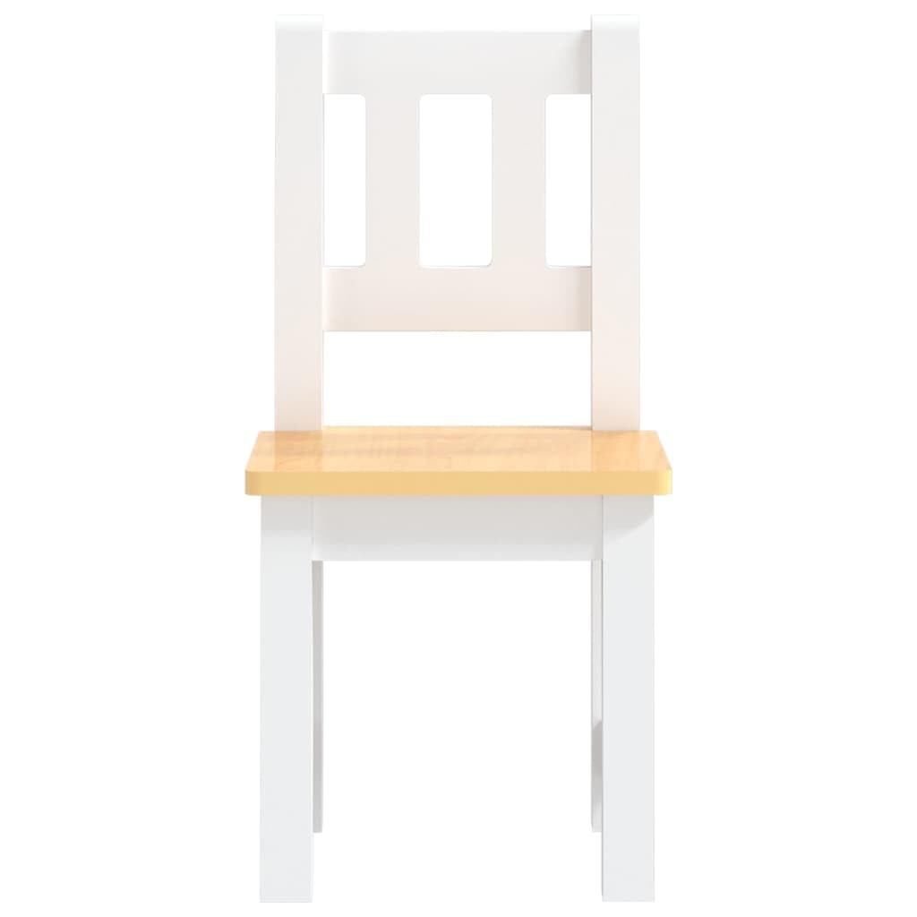 3-teilig Kinder-Sitzgruppe Weiß Beige aus MDF Tisch 60 x 50 x 48 cm mit 2 Stühlen 25 x 25 x 55 cm für Kindergarten Schule zum Malen Basteln Spielen