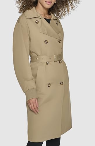 KARL LAGERFELD Women's Long Belted Trench with Bomber Sleeves3