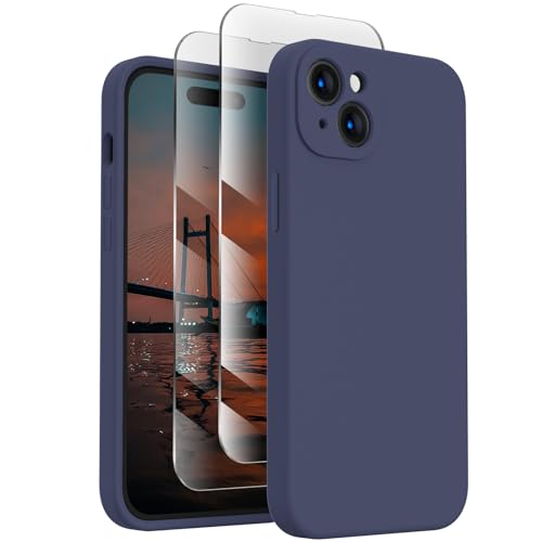 Image of FireNova Designed for iPhone 15 Case, Silicone Upgraded [Camera Protection] Phone Case, Soft Anti-Scratch Microfiber Lining Inside, 6.1 inch, Navy Blue
