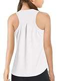 Haloumoning Girls Athletic Tank Tops Kids Racerback Sleeveless Workout Running Sports Shirts 5-14 Years White