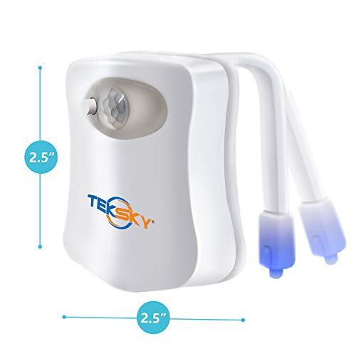 TekSky 2-Pack 16-Color Toilet Night Light, Motion Sensor LED Toilet Bowl Nightlight with IP67 Waterpfroof Design, Perfectly for Bathroom and Gift Idea