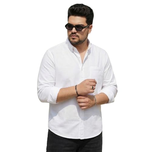 Image of Urbano Plus Men's Cotton Full Sleeve Regular Fit Solid Oxford Shirt with Button-Down Collar