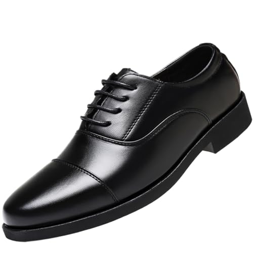 Oxford Shoes for Men Men's Round Toe Leather Shoes Transparent Black Lace-Up Dress Shoes for Spring and Autumn2