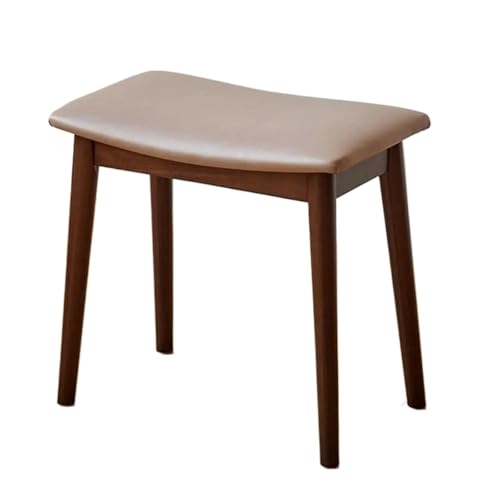DSFIHJO Reposapies Sofa Taburete de tocador, Taburete Piano tapizado, con cojín, reposapiés Cuero, Silla Maquillaje Patas Madera Maciza, taburetes Puff almacenaje(Brown)