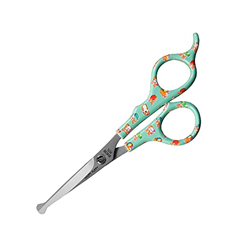 Kenchii Happy Puppy Ball Tip Shears Trimming Scissors For Dogs | Pet Grooming Puppy Essentials | Stainless Steel Grooming Scissors For Dogs | Safety Blunt Tip Scissors And Dog Grooming Tools | 5.5 In #TOP8