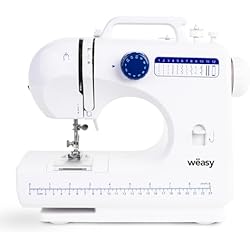 Maquina Coser Barata Buena Winkel SW45 Máquina de Coser Mecánica, 12 Puntadas, con LED para Iluminar, Blanco y Azul, 30 X 11 X 26 Cm, Algodón