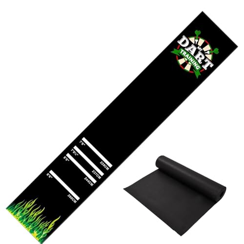 Darts Mat 300X34CM Rubber Dart Mat for Floor Non Slip Dart Oche Mats with 4 Throwing Lines Oche Multifunctional Shock Absorbing Floor Mats Protective Pad Darts Accessories for Soft & Steel Tip