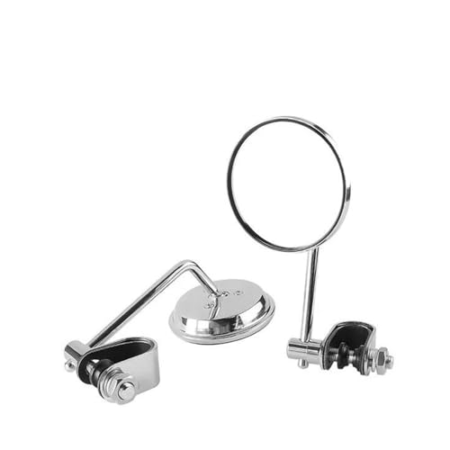 Rétroviseurs de guidon moto ronds convexes en chrome vintage pour chopper