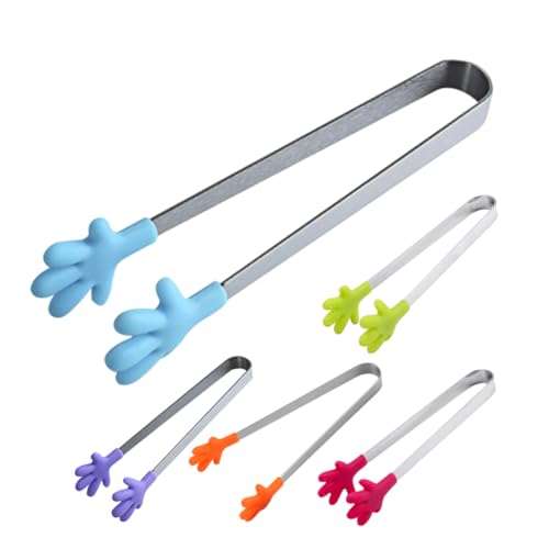 ULTECHNOVO 5 Piezas Clip de comida de silicona pinzas de cubo de azúcar pequeñas pinzas de cocina mini pinzas lindas pinzas selecciones de alimentos pinzas pequeñas Tenazas Acero inoxidable