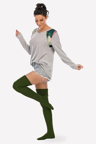 Image of Leoparts Women's Cable Knitted Thigh High Boot Socks Extra Long Winter Stockings Over Knee Leg Warmers
