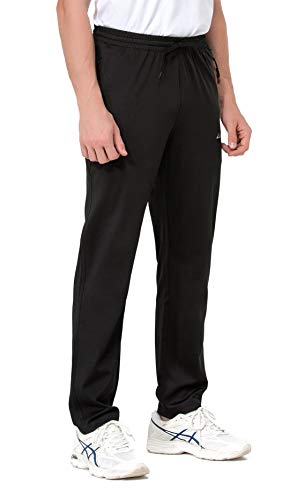 clothin Men's Yoga Pants with Zipper Pockets Elastic Waist Open Bottom Workout Sweatpants for Athletic Running Fitness2