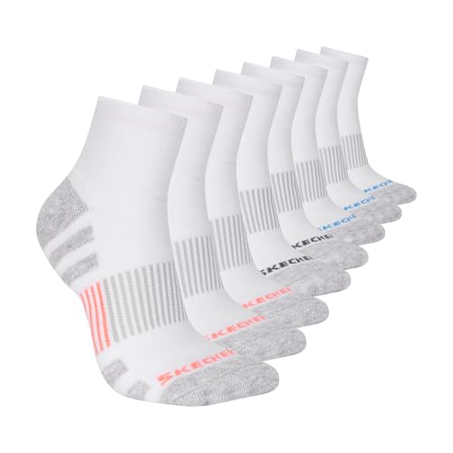Image of Skechers Women's 8-pack Work Collection High Quarter Crew Socks, Extra Cushion & Mesh Ventilation