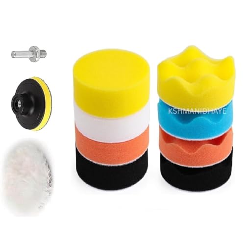 KSHMANIDHAYE Car Polishing Buffing Tool Kit 11 PCS 3-Inch Foam Drill Polish Pads Sponge Buffing Pads for Car Waxing and Polishing
