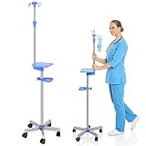 Support pour perfusion à roulettes - Pliable - Support IV portable - Convient pour les hôp...