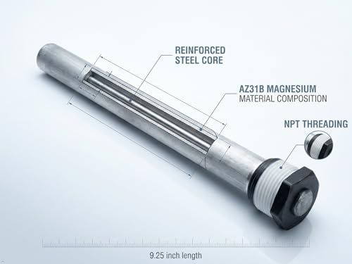 Image of ONENESS 369 RV Water Heater Anode Rod 2-Pack, Black Nut 9.25 inchx3 /4 inch NPT | City water? Choose Black Nut. If it wears >50% in year 1, we exchange it. Fits Suburban 9.25 inchx3 /4 inch NPT heaters.