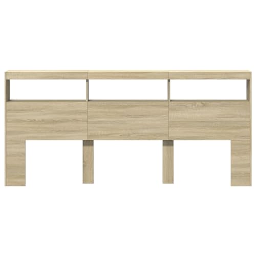 Cabecero con LED roble Sonoma de alta gama con diseño estructural de 220 cm 7