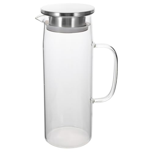 ERINGOGO 耐熱ガラス冷水ポット フルーツジュース対応 密封蓋付き ガラスティーポット オフィス レストラン向け透明茶器