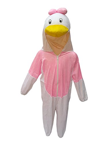 Image of Kaku Fancy Dresses Fleece Duck Cartoon Costume -White & Pink, 5-6 Years, For Girls
