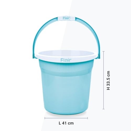 Image of FLAIR Estella 24L Set of 3 Plastic Bathroom Bucket, Blue | Strong & Durable Water Storage Bucket with Easy-Grip Handle | Virgin Plastic, Lightweight & Multipurpose for Bathing and Daily Use
