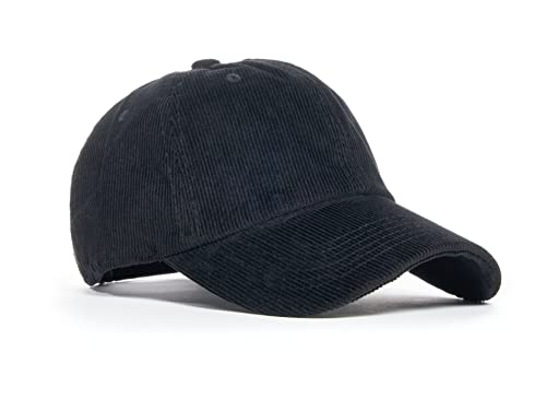 Datoni Dan Merchandise Plaid Suede Women's Men's Corduroy Casual Everyday Baseball Cap with Adjustable Straps (Black)